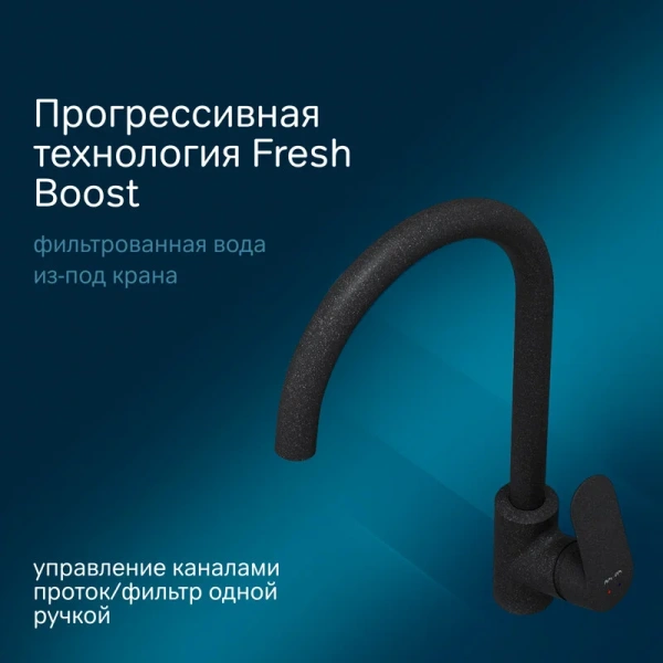 Смеситель для кухни Am.Pm Like F8007S с каналом для питьевой воды (детальная фотография), хром, черные