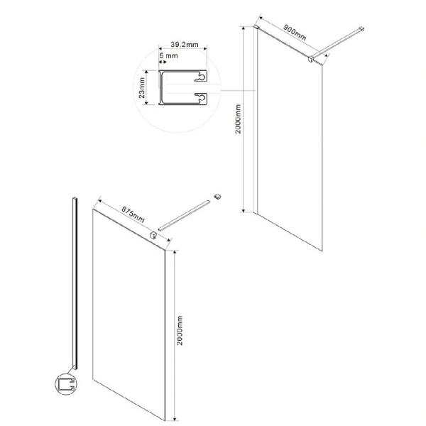 Душевая перегородка Vincea Walk-in 90 см хром стекло прозрачное VSW-1H900CL (детальная фотография), современные, hi-tech