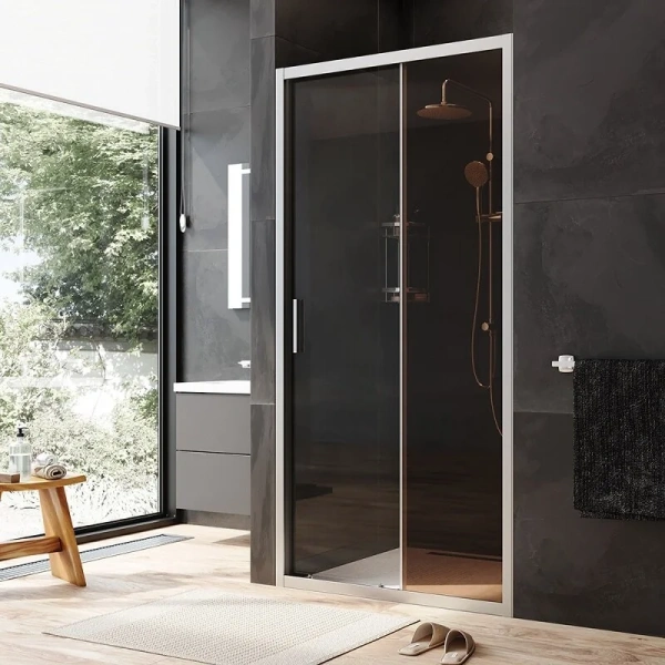 Душевая дверь в нишу AM.PM Gem Solo 100 см профиль хром стекло бронза W90G-100-1-195MBr (детальная фотография), 100 см