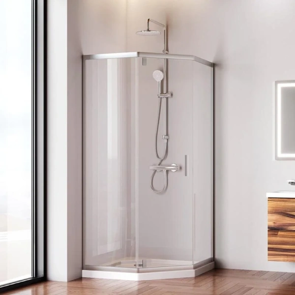 Душевой уголок Am.Pm Gem 90x90 см стекло прозрачное, профиль хром W90G-405-090MT (детальная фотография), современные, hi-tech