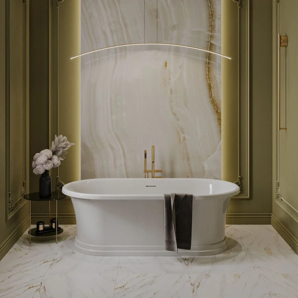 Ванна из искусственного камня Belux Монро ВМр-1750, 4810924265807, 175 x 90 см, белый (детальная фотография), без гидромассажа