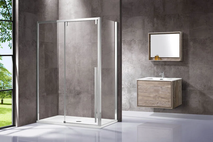 Душевой уголок Vincea Lugano 150x80 см хром VSR-1L8015CL-1 (детальная фотография), современные, hi-tech