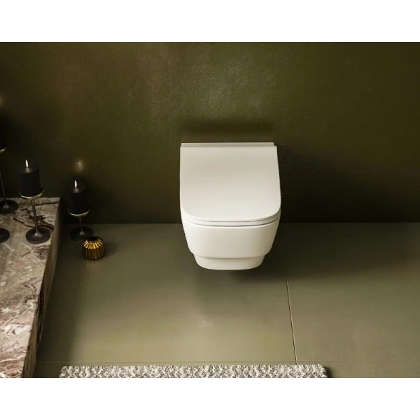 Унитаз подвесной Boheme Bello белый 971-2-W (детальная фотография), без бачка, со скрытым бачком