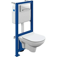 Унитаз с инсталляцией Cersanit City с белой кнопкой