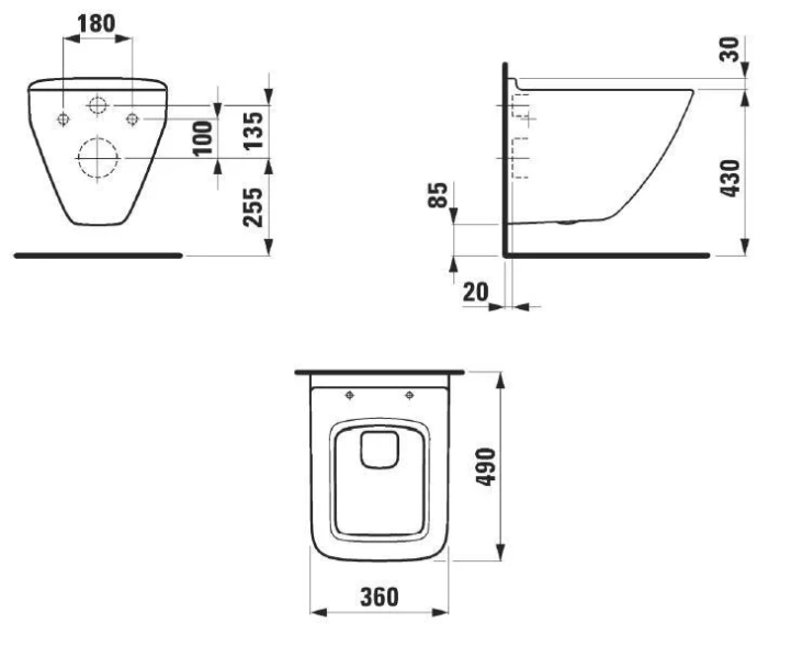 Унитаз подвесной Laufen Palace 8.2070.3.000.000.1 49х36х38 см (детальная фотография), современные, hi-tech