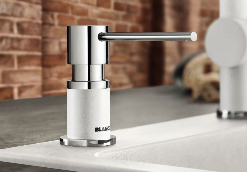 Дозатор Blanco Lato хром/белый 525814 (детальная фотография), в наличии