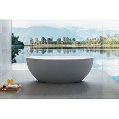 Ванна из искусственного камня Vincea 170x75 см серая/белая матовая