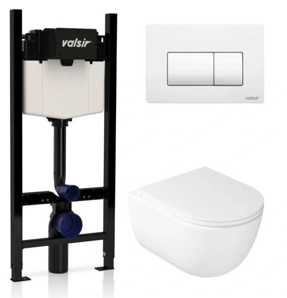 Унитаз с инсталляцией Valsir Dream с белой матовой клавишей KIT VSWM 7334 Slim P1 (детальная фотография)