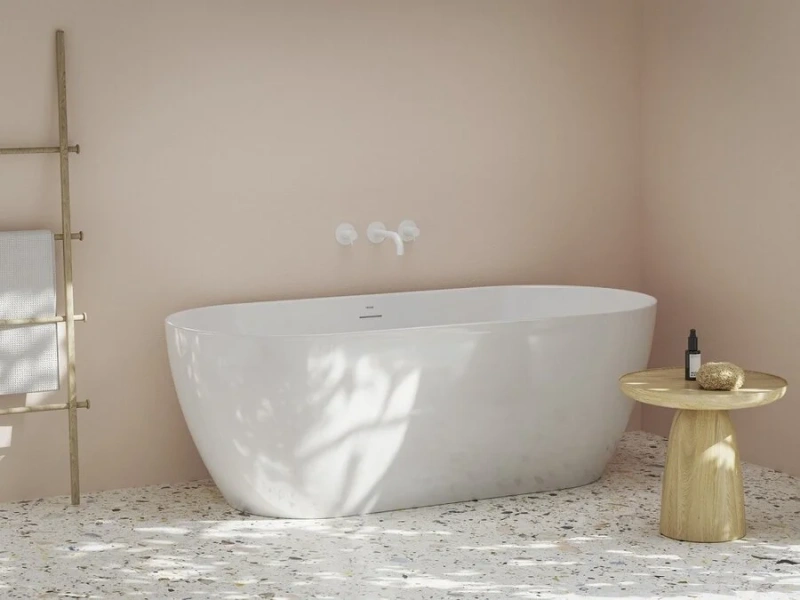 Ванна акриловая Ravak Freedom O TEC CD61800000, 170 x 77 см, отдельностоящая, белая матовая, слив-перелив белый (детальная фотография), 170х80