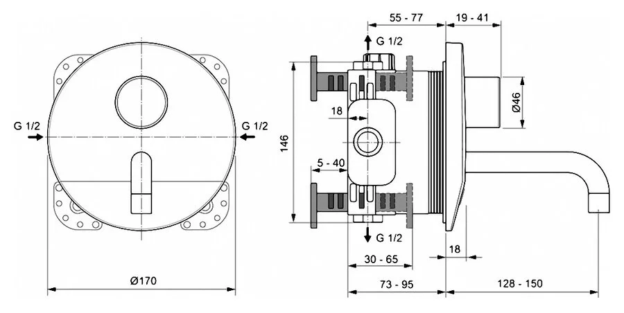 Смеситель для раковины Ideal Standard Ceraplus сенсорный A6149AA (детальная фотография), для раковины