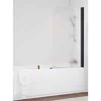 Душевая шторка на ванную профиль черный глянцевый стекло шиншилла Vegas-glass