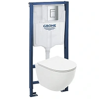 Унитаз с инсталляцией Grohe Rapid SL клавиша хром