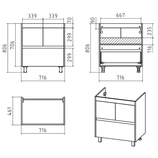 Тумба под раковину напольная Misty Амбра 65 см белая Э-Али01075-0112Я (детальная фотография), в наличии