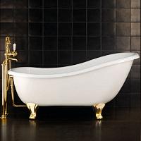 Ванна чугунная без отверстий под смеситель, ножки Deco, цвет полированная латунь, Devon&Devon Regina