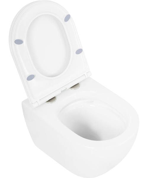 Унитаз подвесной Cezares Stylus с крышкой-сиденьем CZR-6601-TH-TOR (детальная фотография), недорогие, безободковые, сиденье с микролифтом , с антивсплеском