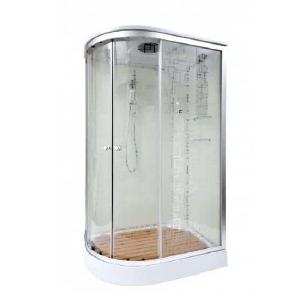 Душевая кабина DTO EM 120x80 см с крышей левая EM1512L (детальная фотография), угловые, недорогие, для дачи, без гидромассажа, c тропическим душем, с вентиляцией, с крышей