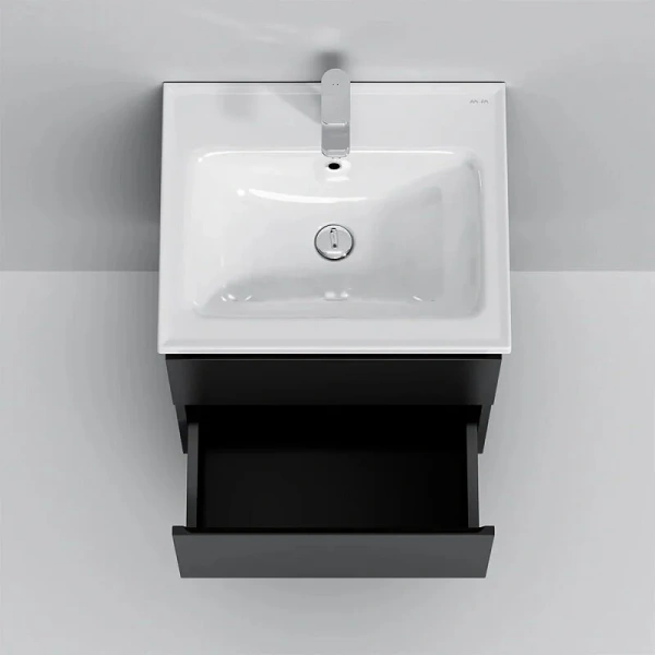 Тумба под раковину подвесная Am.Pm X-Joy 55 см черная матовая M85AFHX0552BM (детальная фотография), комплект (набор)