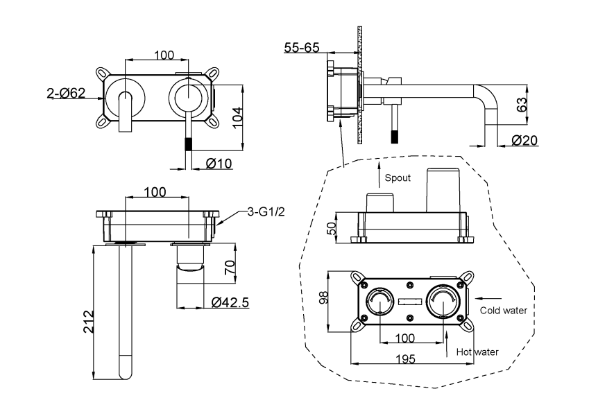 Схема (детальная фотография), для раковины