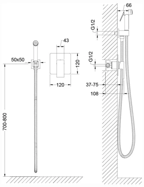 Гигиенический душ со смесителем Timo Selene черный 2089/03SM (детальная фотография), для туалета