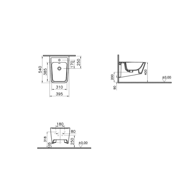 Биде подвесное VitrA Equal белое 7246B403-0288 (детальная фотография), современные, hi-tech