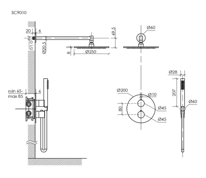 Душевой комплект Sancos Etna хром SC9010CH (детальная фотография), комплекты
