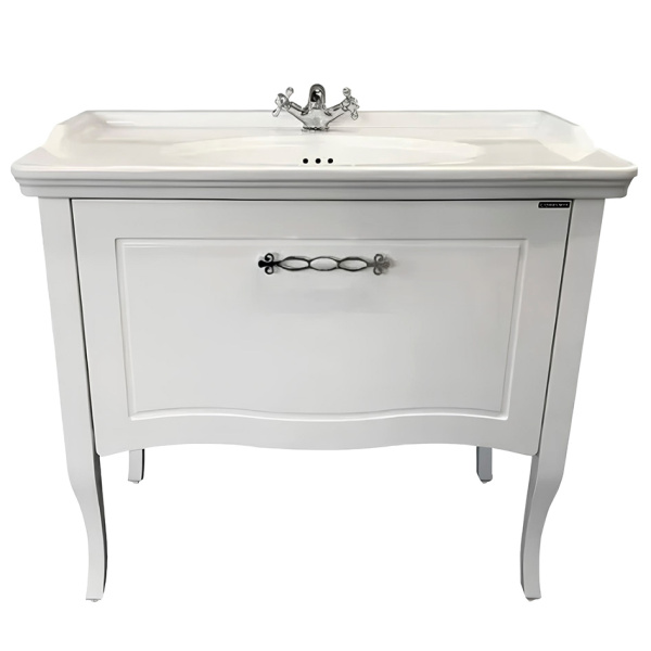 Тумба с раковиной напольная Comforty Павия 100 см белый глянец 00004147999CF (детальная фотография)