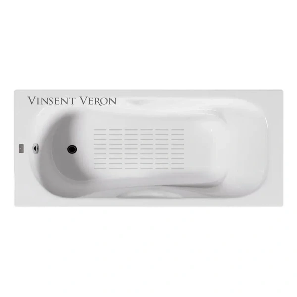 Чугунная ванна Vinsent Veron Aura VAU1507542-AS, 150 x 75 см, с антискользящим покрытием, цвет белый (детальная фотография), современныe, hi-tech