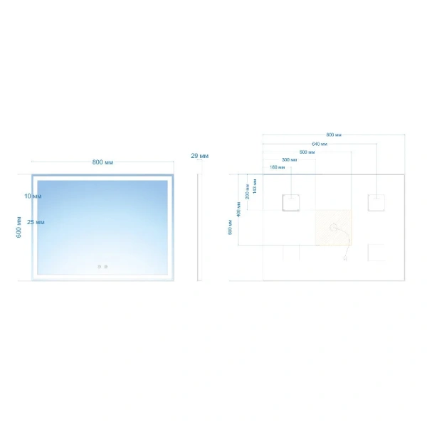 Зеркало с подсветкой Abber See 80 см датчик присутствия AG6104SP (детальная фотография), современные, hi-tech