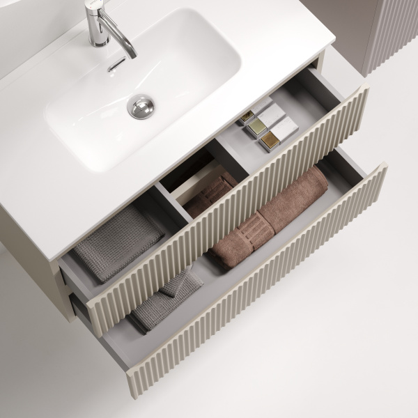 Тумба под раковину подвесная Sancos Snob R 80 см beige soft SNR80/39CE (детальная фотография), современная, hi-tech