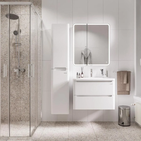 Тумба под раковину подвесная Grossman Адель 69 см белая 107006 (детальная фотография), подвесная, пристенная