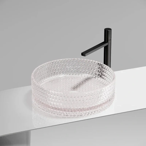 Раковина Ceramica Nova Cristal 36 см розовая CN6061 (детальная фотография), стеклянные