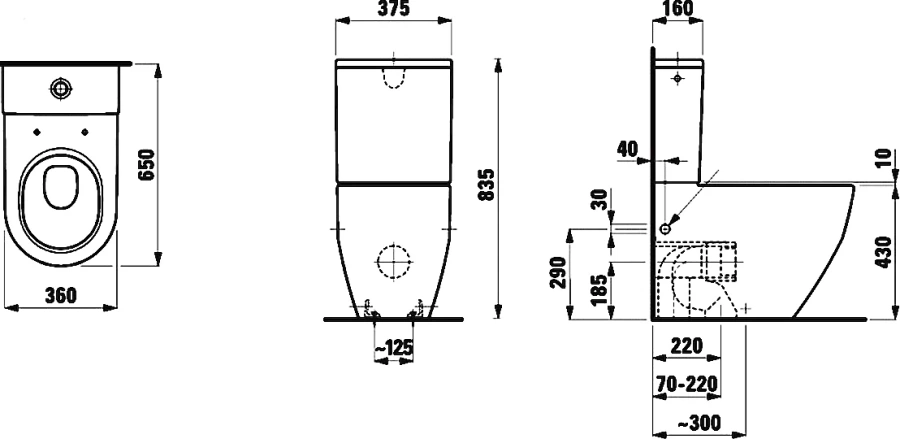 Унитаз компакт Laufen Pro 8.2595.2.000.231.1 фарфор (детальная фотография), унитаз-компакт