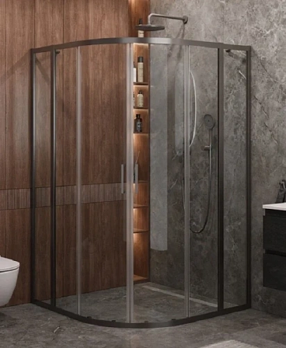 Душевой уголок Cezares Molveno 120х120 см стекло прозрачное профиль оружейная сталь - фото 1