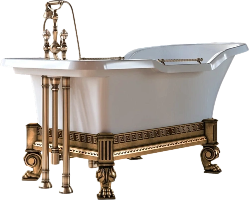 Ванна из искусственного камня Migliore Impero Affusto 180х87 см фурнитура бронза - фото 1