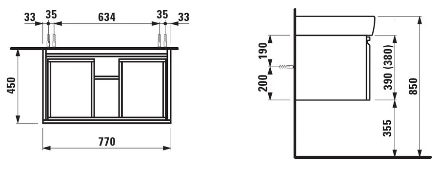 Тумба для раковины с внутренним ящиком Laufen Pro A 4.8306.2 (детальная фотография), по запросу, нет в наличии