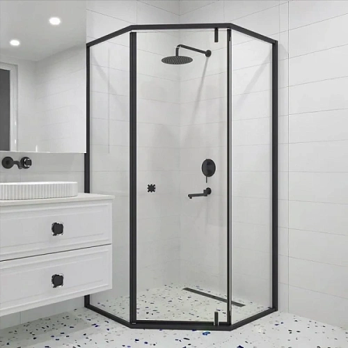 Душевой уголок RGW Hotel HO-088B 90x90 см профиль черный, стекло прозрачное - фото 4