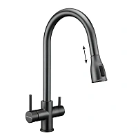 Смеситель для кухни Paulmark Lange вороненая сталь