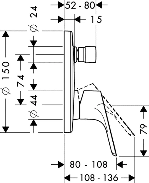Смеситель для душа Hansgrohe Focus E2 31945000 однорычажный (детальная фотография), для душа