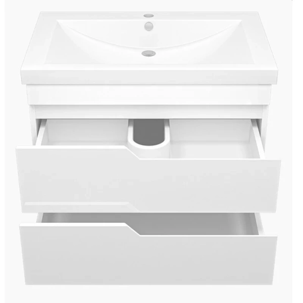 Тумба под раковину подвесная Misty Софт 75 см белая П-Соф-01075-011П2Я (детальная фотография), подвесная, пристенная