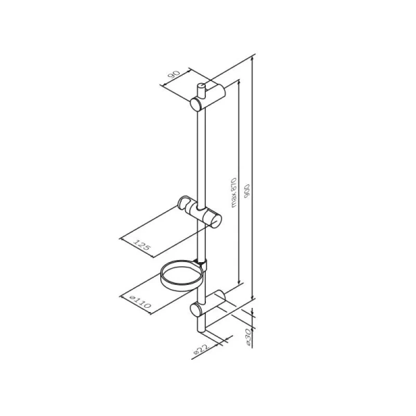 Штанга для душа AM.PM Spirit хром F0370064 (детальная фотография), штанги для душа