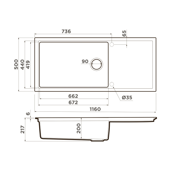 Мойка для кухни Omoikiri Sintesi 116-GR 100 см leningrad grey 4997124 (детальная фотография), керамические