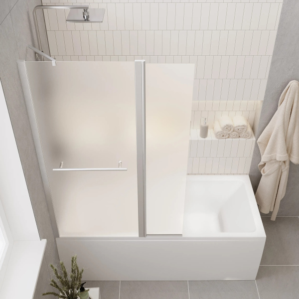 Шторка для ванны 1Marka 95х150 см матовое стекло Р-07Mis (детальная фотография), современные, hi-tech