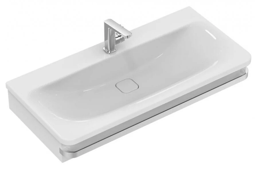 Раковина Ideal Standard Tonic II K0872 100 см с отверстием под смеситель (детальная фотография), прямоугольной формы, широкая