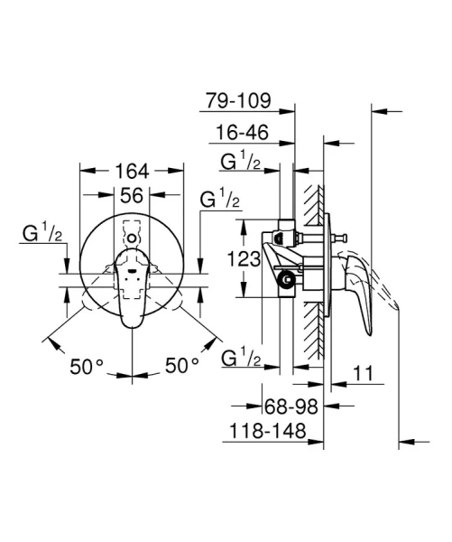Смеситель для ванны встраиваемый Grohe Eurostyle New 23730003 (детальная фотография), для ванны