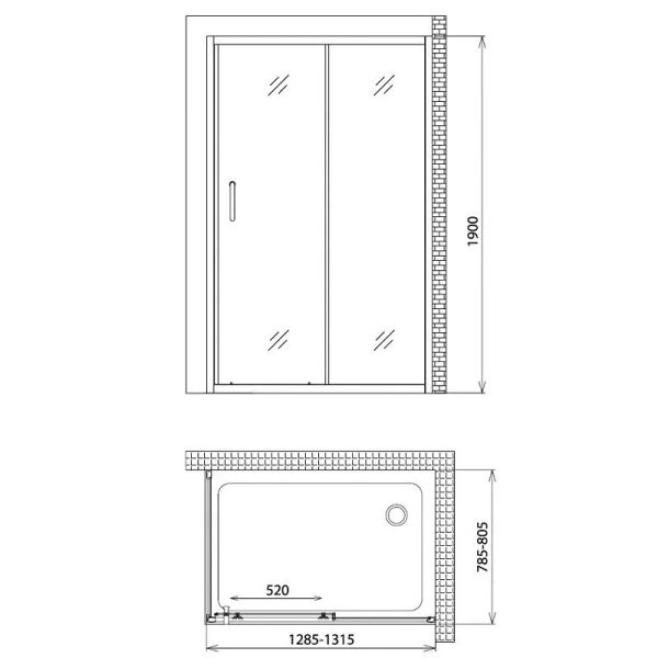 Душевой уголок Gemy Victoria 130 S30191E-A80 (детальная фотография), прямоугольные