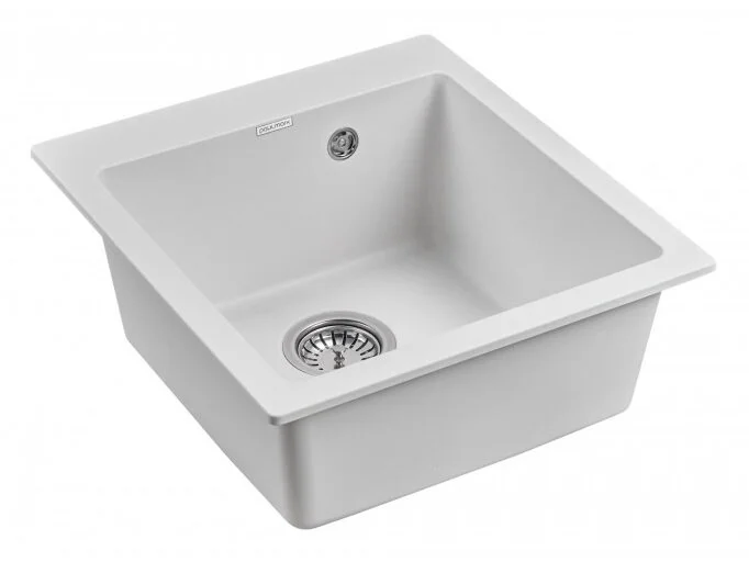 Мойка для кухни Paulmark Zemar 46 см белая PM104651-WH (детальная фотография), кварц