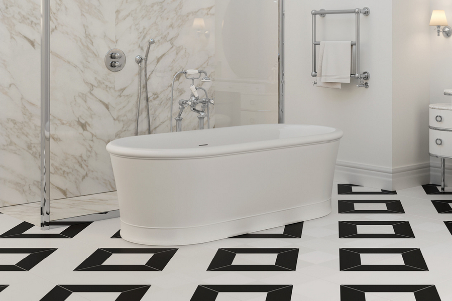 Ванна из искусственного камня White Tec Devon & Devon Celine 177х89 см белая 1NACELINE (детальная фотография), ретро, в классическом стиле, прованс, декорированныe