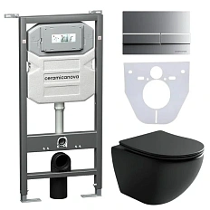 Унитаз с инсталляцией Ceramica Nova Metropol кнопка хром матовый