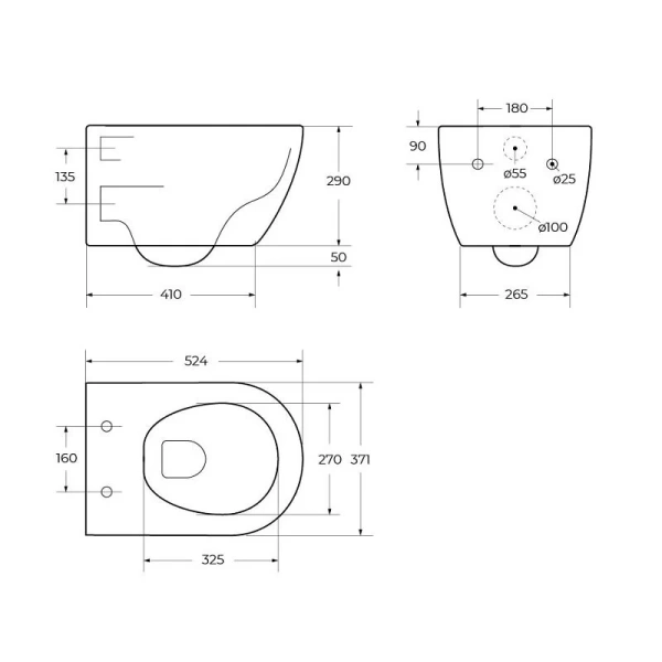 Унитаз подвесной Cezares Comfort CZR-191-TH безободковый (детальная фотография), подвесные, встраиваемые