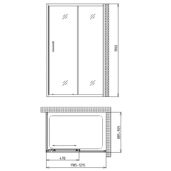 Душевая дверь в нишу Gemy Victoria 120 см стекло матовое S30191AM (детальная фотография), современные, hi-tech